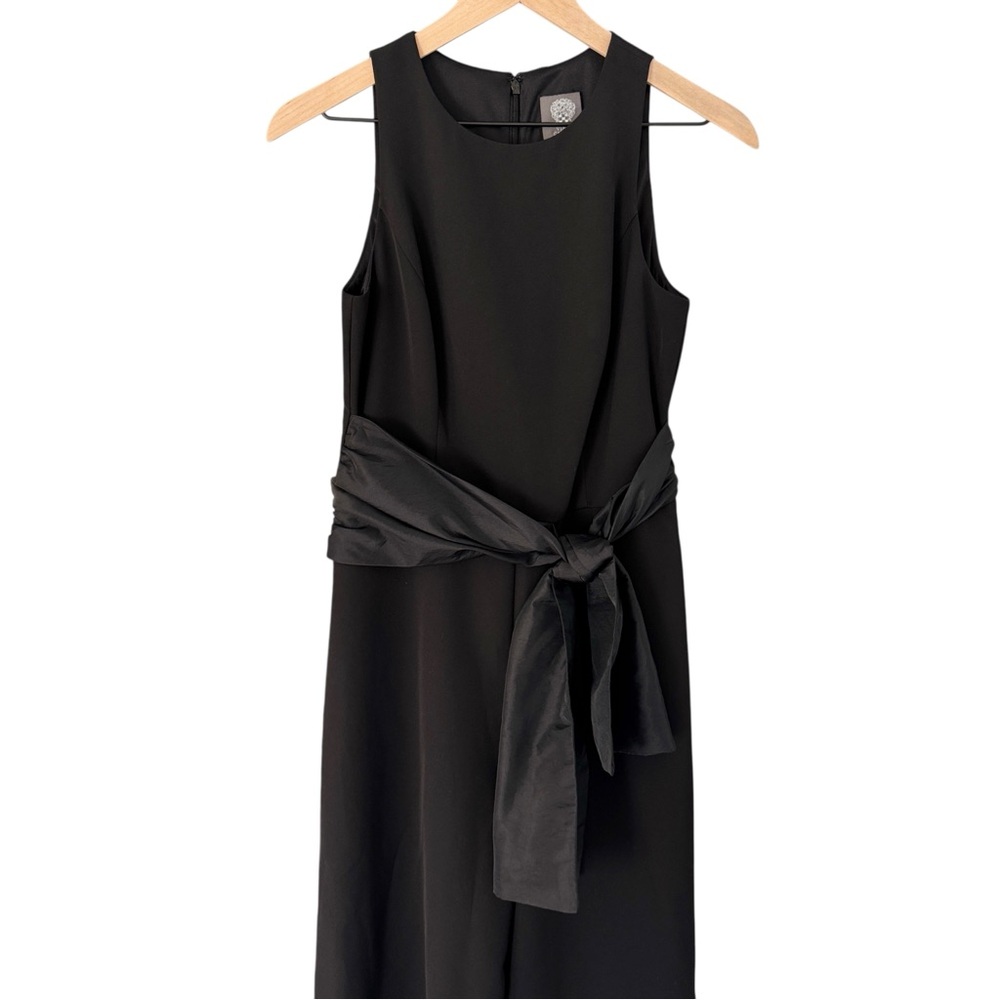 Vince Camuto Black Surplice Jumpsuit Size 4 Sleeveless Wide Leg Career Office